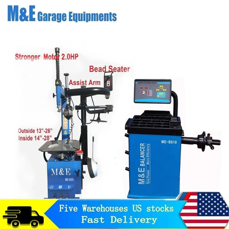 M&E ME-T555 Tire Changer & ME-B610 Wheel Balancer Combo