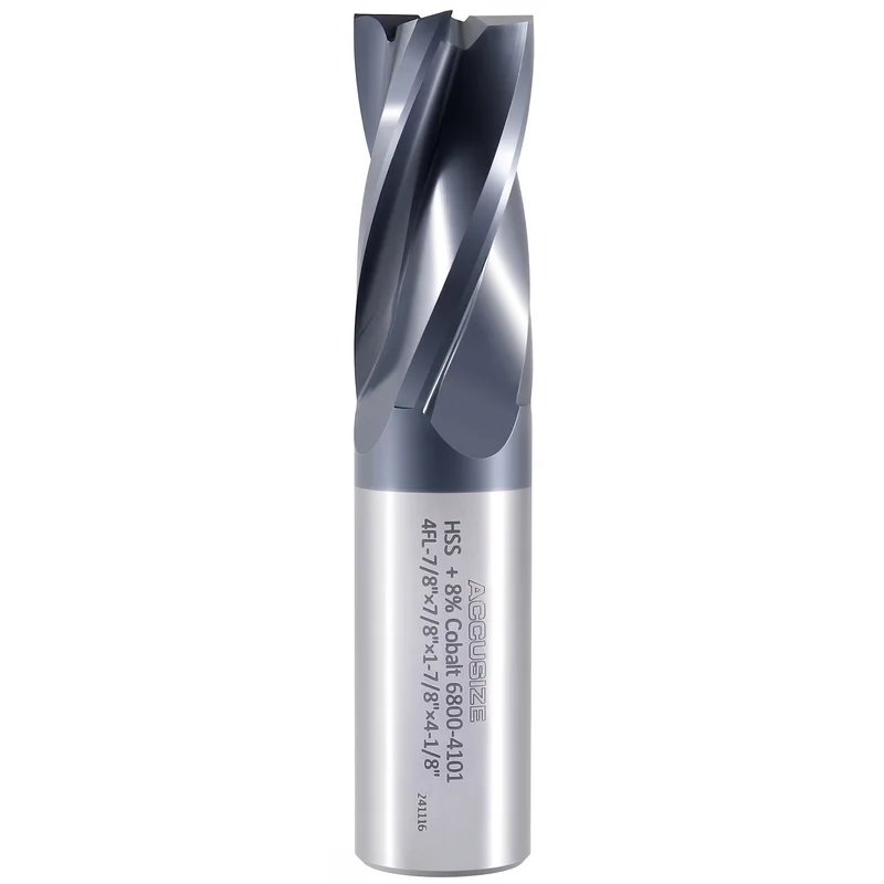 M42 (HSS+8% Cobalt) Finishing CNC End Mills, 4 Flute, TiAlN Coating