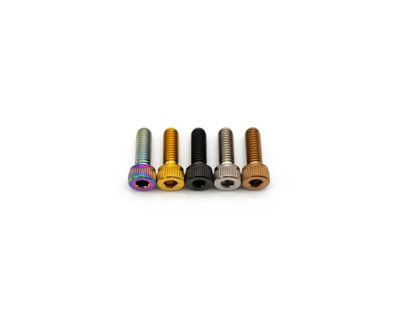 M4x12mm - Knurled Head - Titanium Rainbow Oil Slick