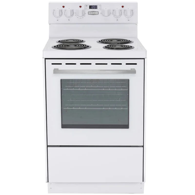 Marathon - 23.6 Inch 2.7 cu. ft Electric Coil Range With Clock in White - MER241W-2 White