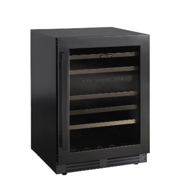 Marathon 24" Black Steel Dual Zone Wine Cooler - MWC56-DBLS Black Stainless