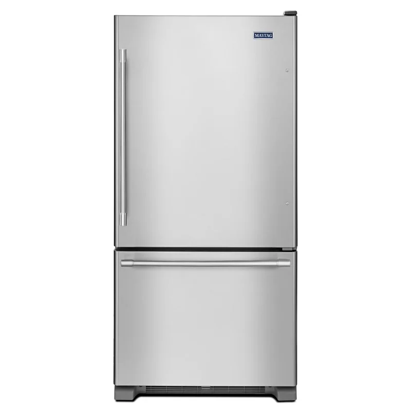 Maytag - 32.63 Inch 22.07 cu. ft Bottom Mount Refrigerator in Stainless - MBF2258FEZ Stainless