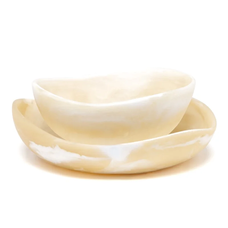 Mazzy Serving Bowls - Ivory Swirled, 2 Sizes