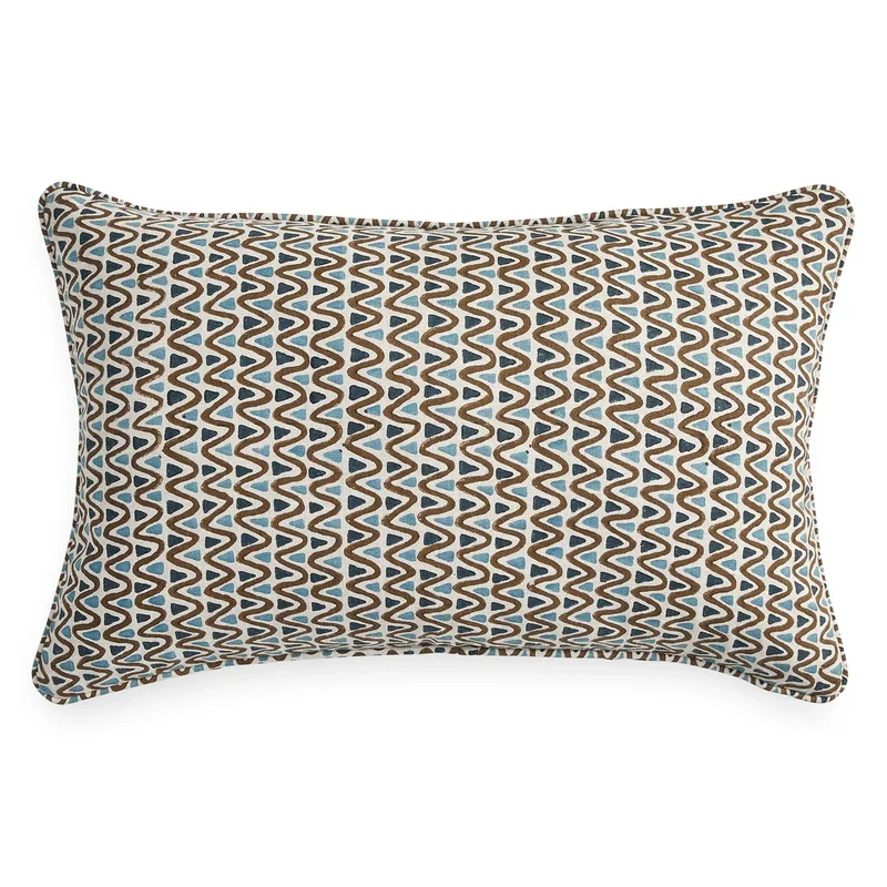 Menorca Tobacco Linen Cushion, 14" x 22"
