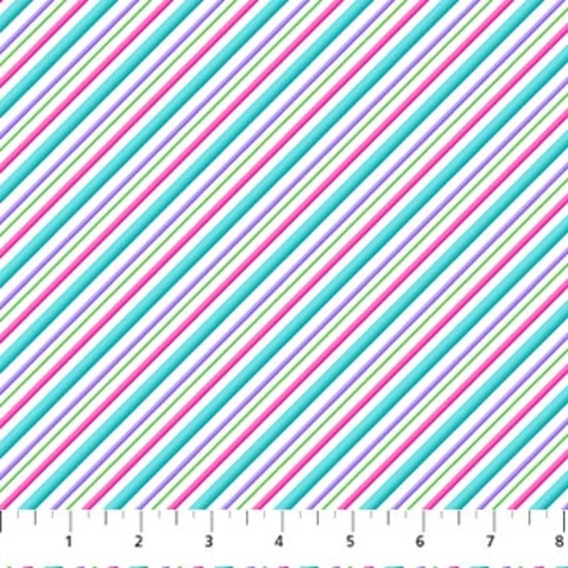 Merry and Bright: Diagonal Stripe- White (1/4 Yard)
