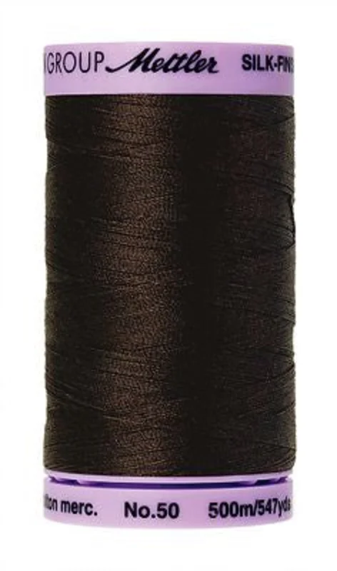 Mettler SILK-FINISH COTTON 50: 547yd-Very Dark Brown 1002