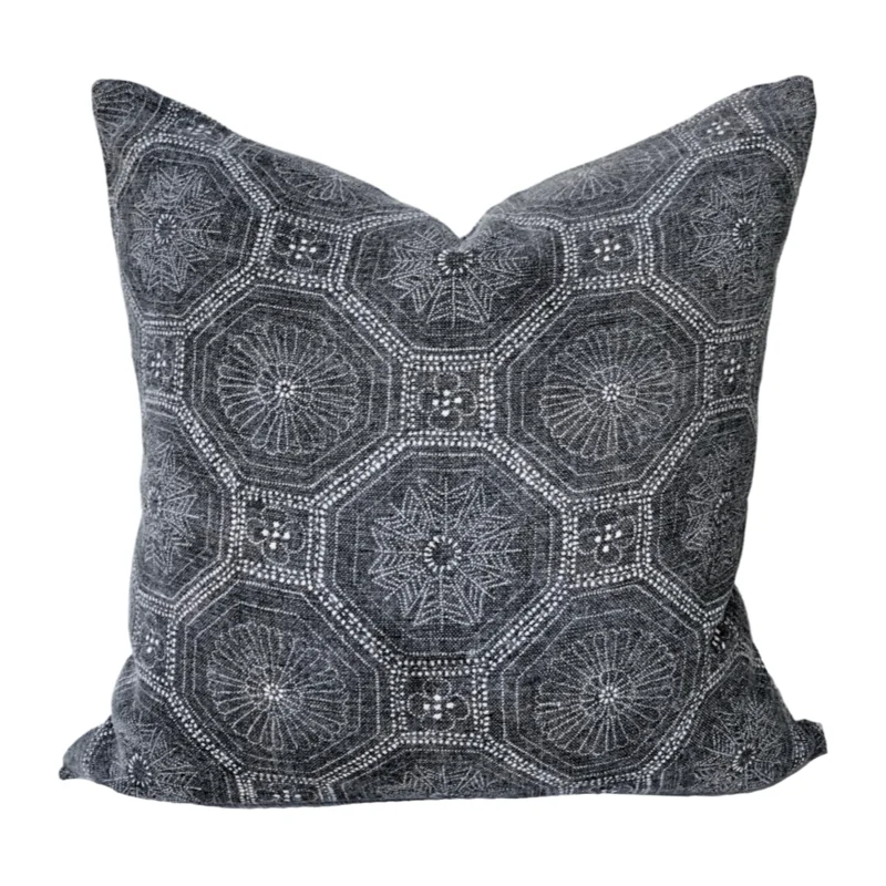 Mia Pillow - Charcoal, 22" x 22"