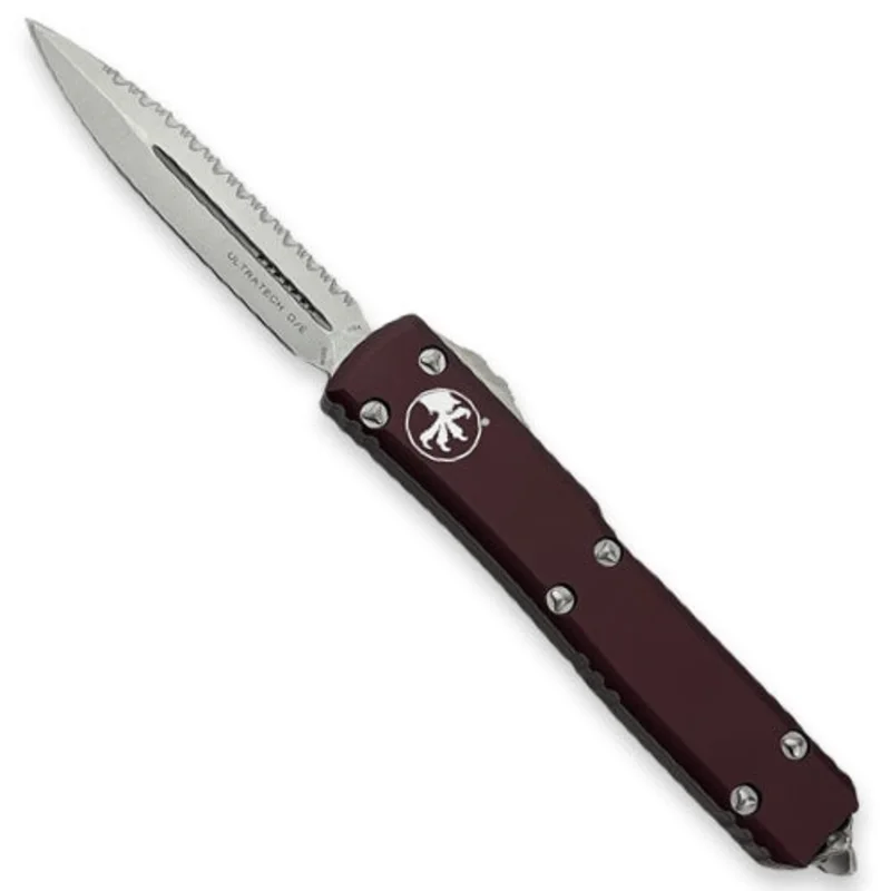 Microtech 122-12MR - Ultratech D/E Merlot Stonewash Full Serrated