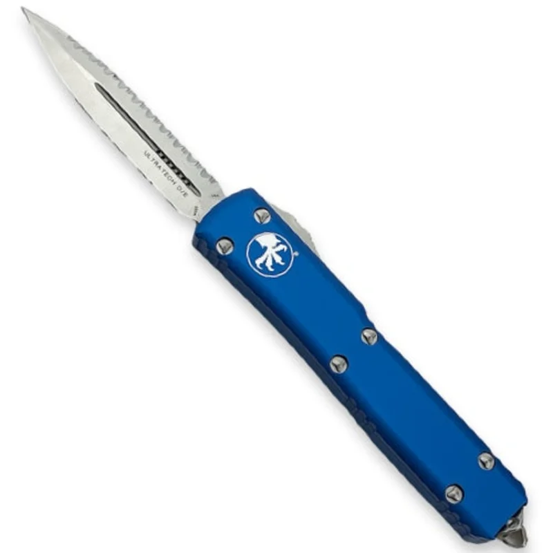Microtech 122-6BL - Ultratech D/E Blue Satin Full Serrated