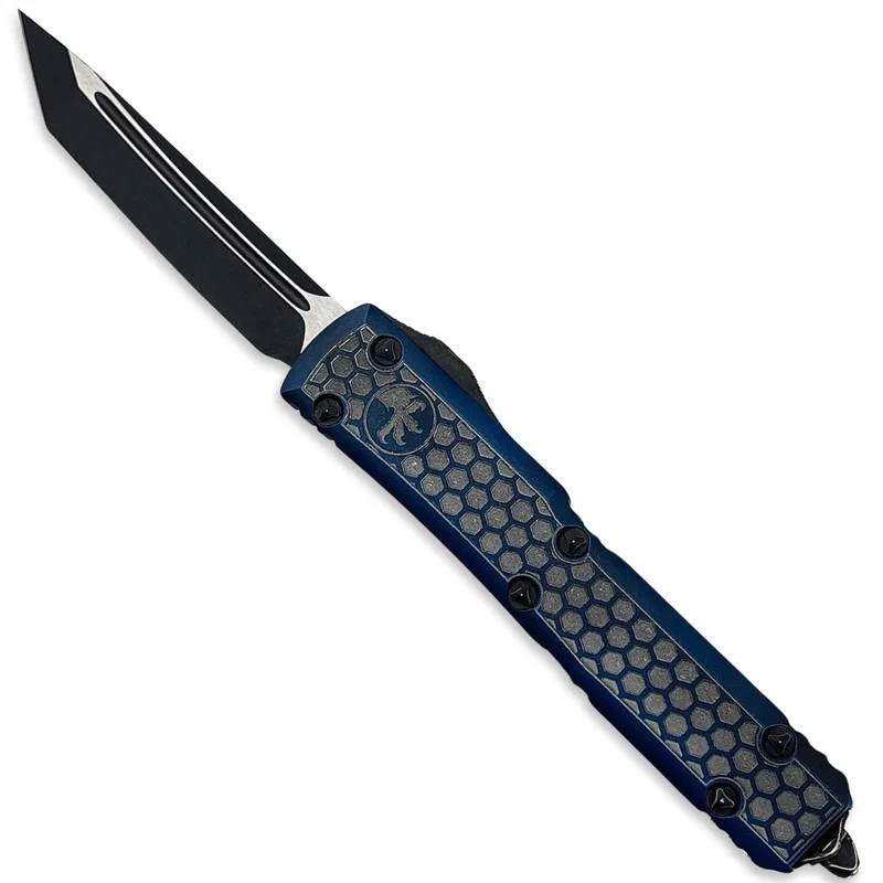 Microtech 123-1HXWBLS - Ultratech T/E Signature Series Weathered Blue Hex Standard