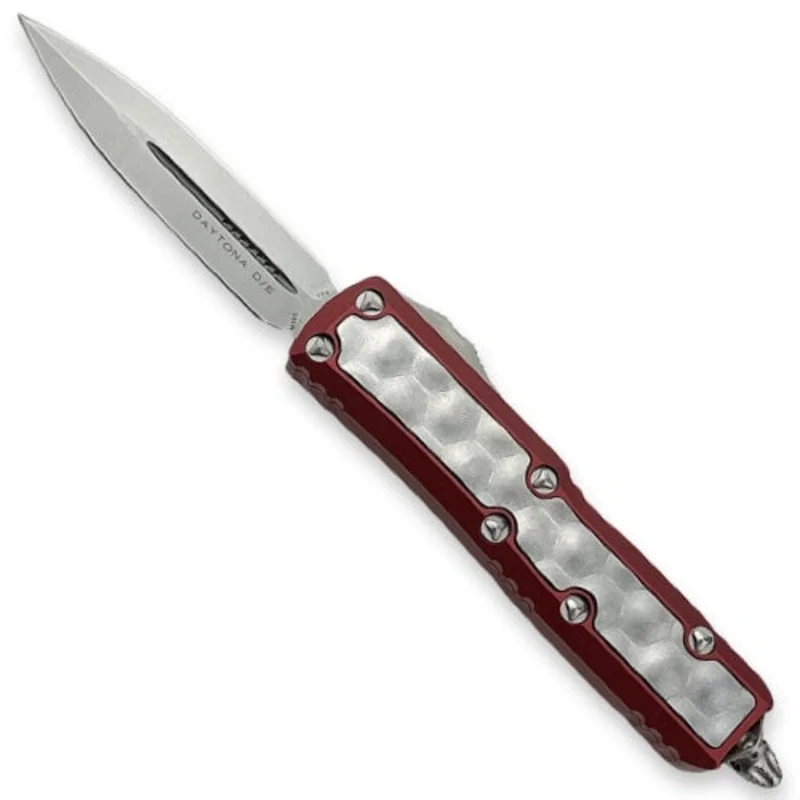 Microtech 126-10RDBIS - UTX-85 Daytona D/E Signature Series Red Stonewash Standard Bubble Inlays