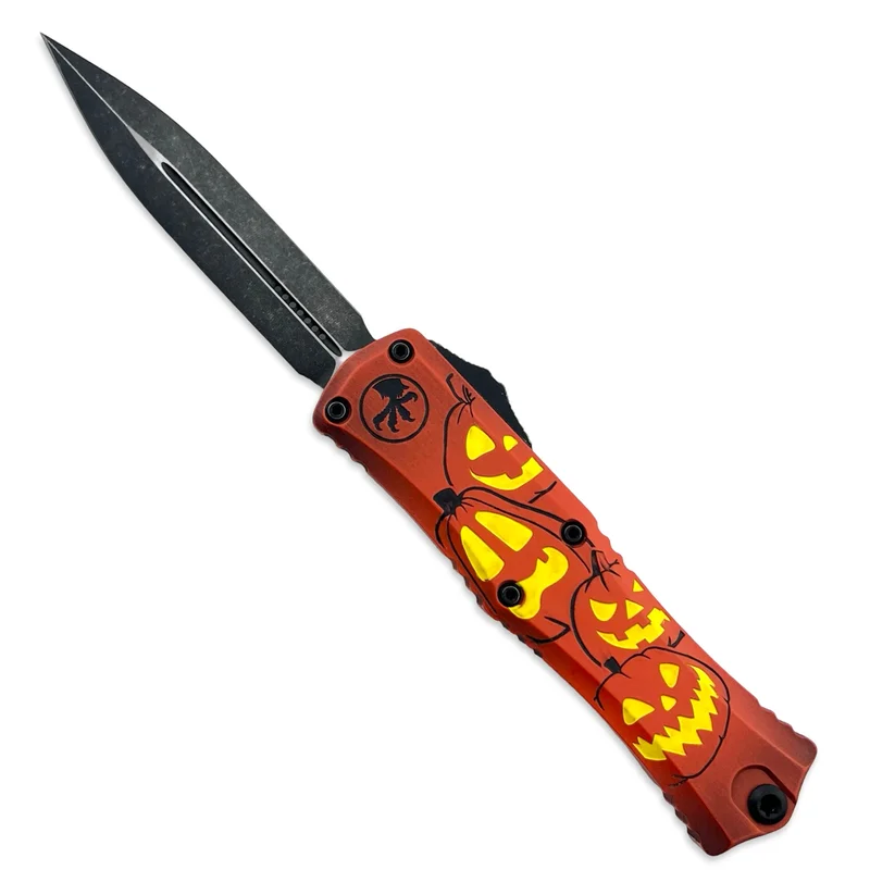 Microtech 1702M-1HWJLS - Hera II Mini D/E Signature Series Jack-O-Lantern Standard