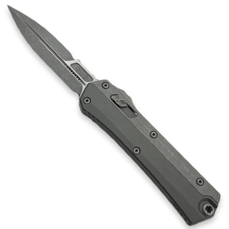 Microtech 184-10APNC - Glykon Bayonet Natural Clear Apocalyptic Standard & Overlay w/ Nickel Boron Internals