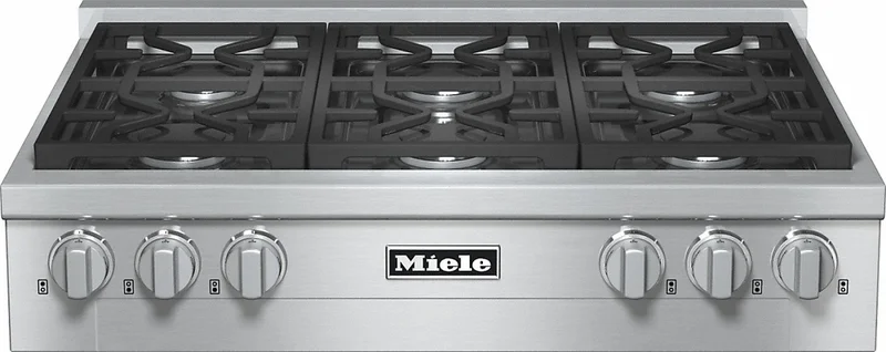 Miele - 36 inch wide Gas Cooktop in Stainless - KMR 1134-1 LP Stainless
