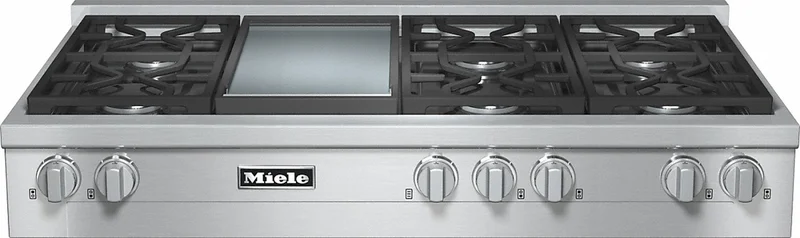 Miele - 48 inch wide Gas Cooktop in Stainless - KMR 1356-1 LP Stainless