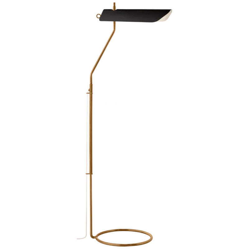 Miles Floor Lamp, Brass with Black Shade