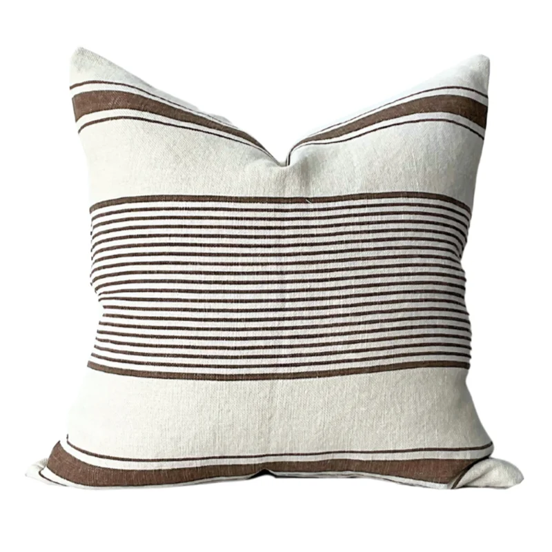 Milo Stripe on Natural Outdoor - Bark, 21" x 21"