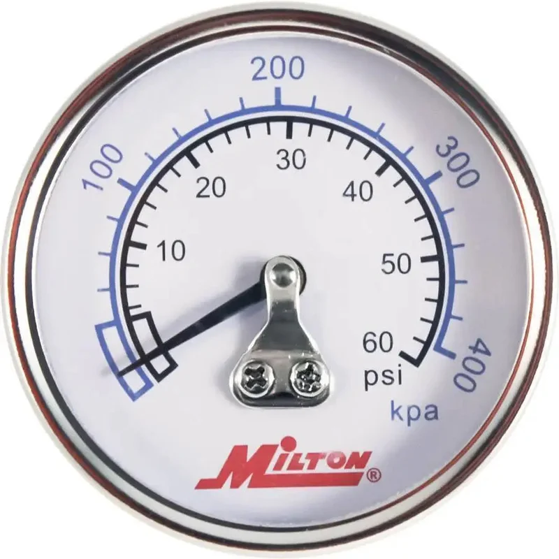 Milton 1/4" Center Back Mount Mini Pressure Gauge