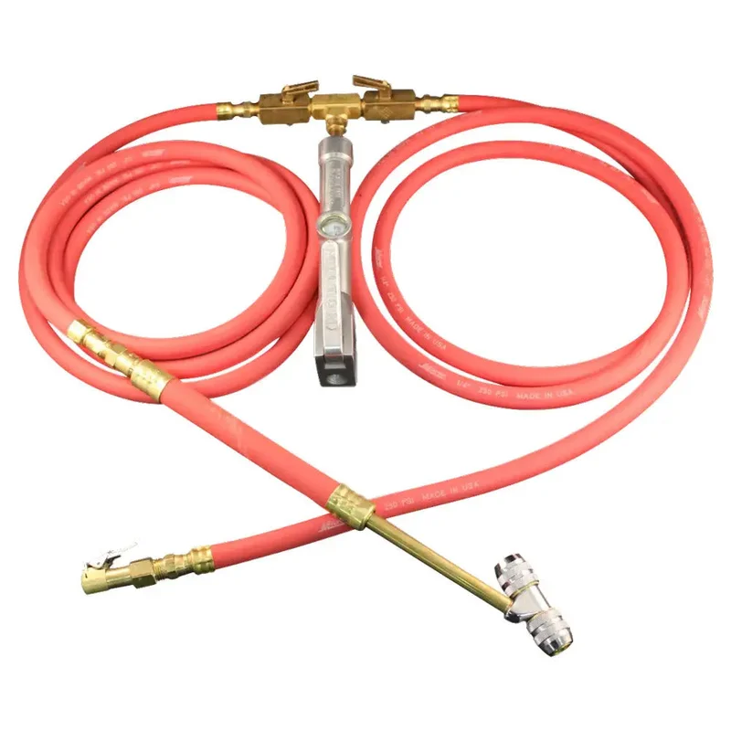 Milton 550 Dual Truck Tire Inflator Gauge w/ 2 x 7' Hose & Chucks (160 PSI)
