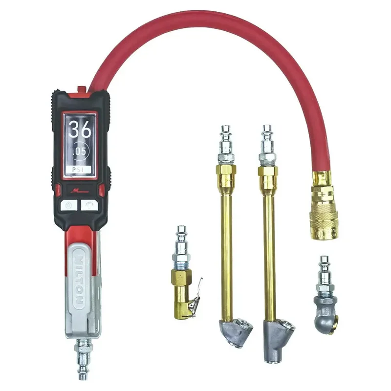 Milton Digital Inflator Gauge w/ 4 Chucks, 15" Hose (0-160 PSI) - S-580EKIT