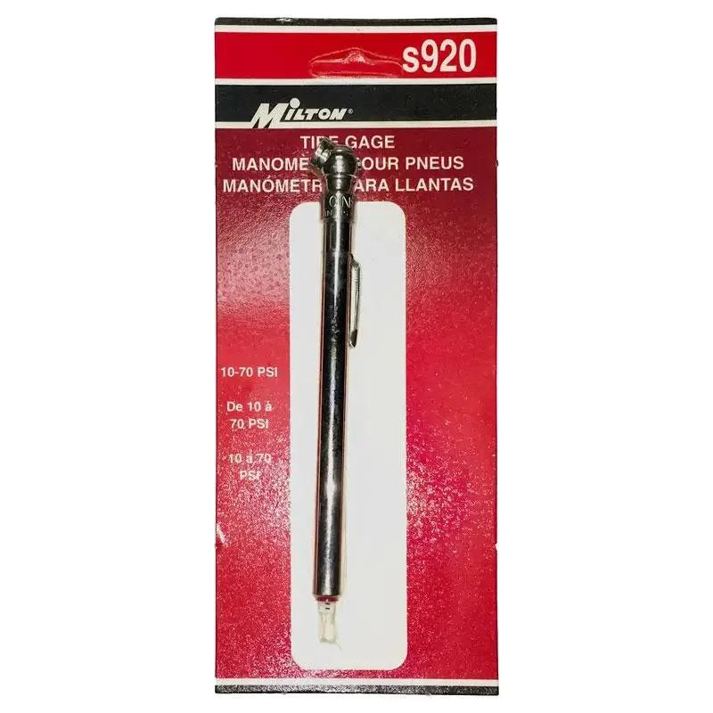 Milton Pencil Tire Gauge with Depth Gauge (10-70 PSI)