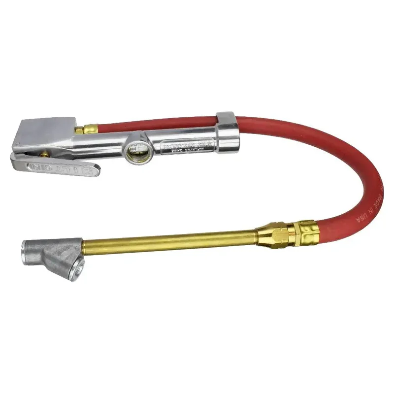 Milton S-516 Tire Inflator Gauge, 15" Hose, Straight Foot/Lock-On Chuck