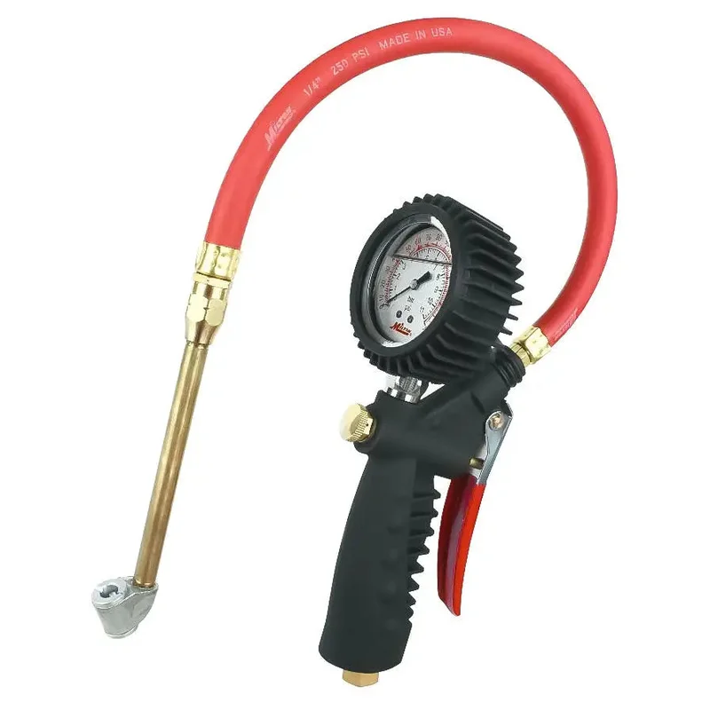 Milton S-576A Pro Analog Pistol Grip Inflator Gauge, 15" Hose / 160 PSI