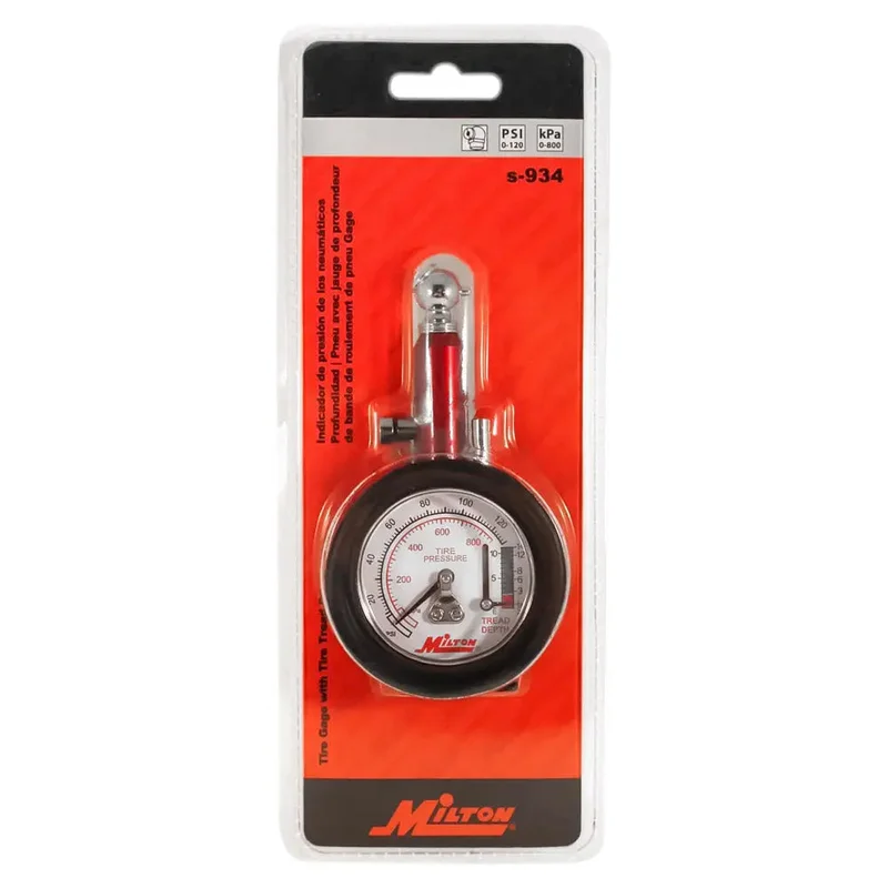 Milton S934 Dial Type Tire Gauge w/ Tread Depth Gauge (0-120PSI)