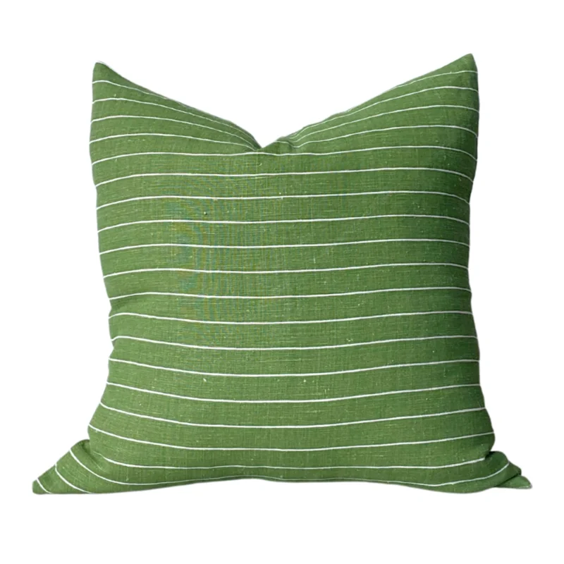 Mini Stripe Dark Pillow - Grass, 22" x 22"