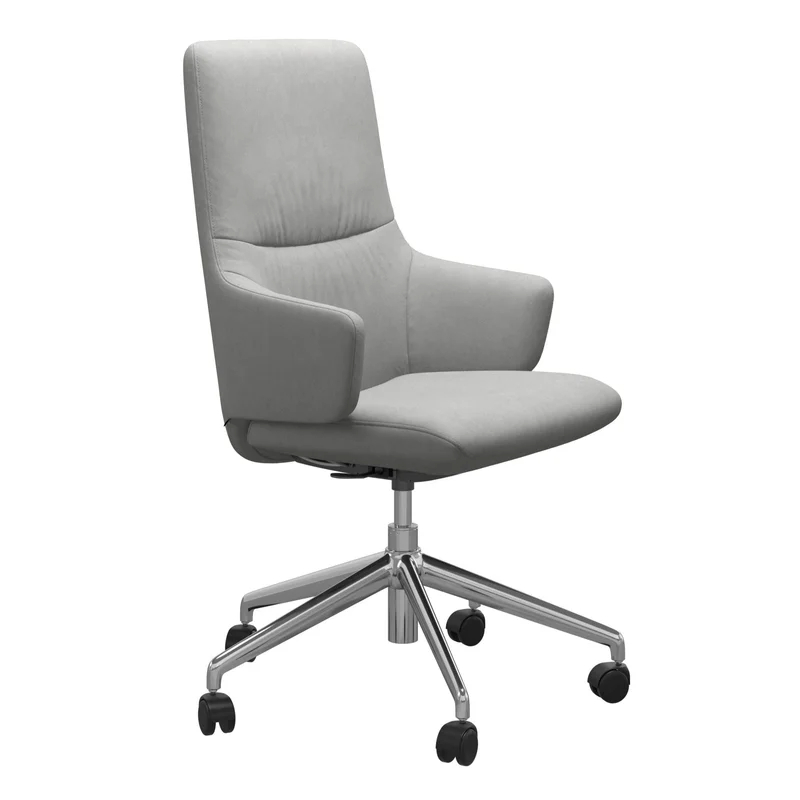 Mint V2 Office Chair, Low Back with Arms, Dinamica Grey/Polished