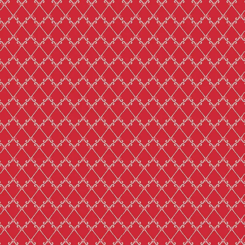 MISTLETOE & HOLLY: Candy Canes-Red (1/4 Yard)