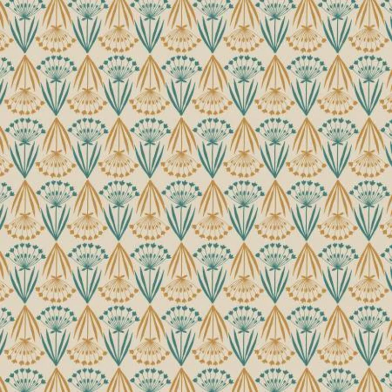 MOJOLICA: Floral stems on dark cream (1/4 Yard)