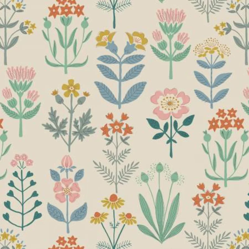 MOJOLICA: Majolica floral on dark cream (1/4 Yard)
