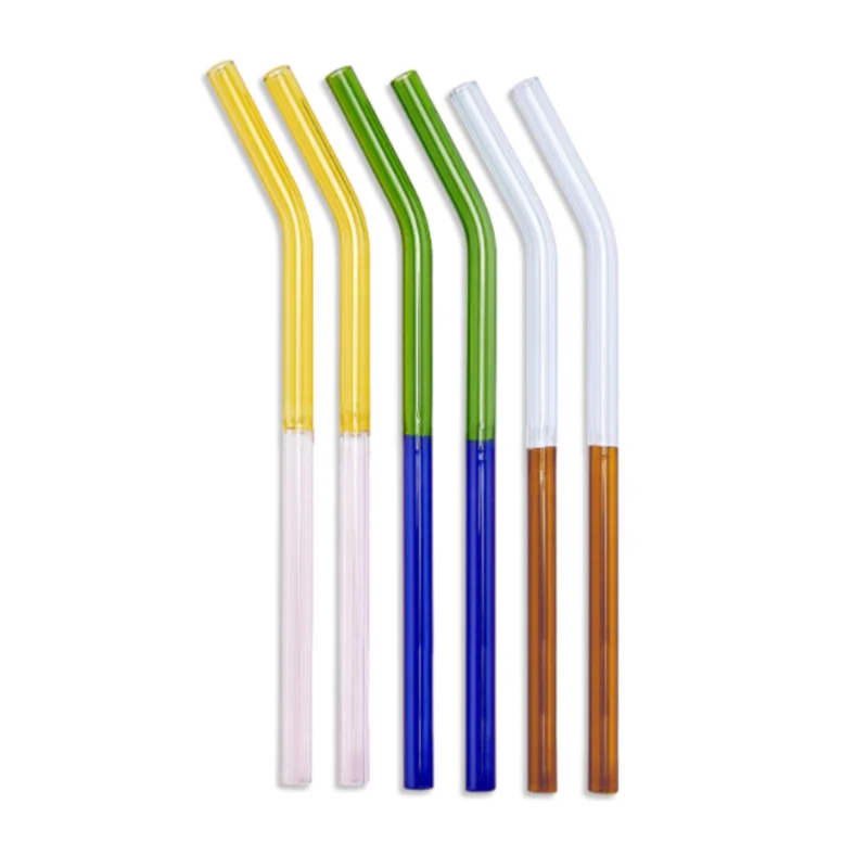 MoMA Two-Tone Borosilicate Straws, Set of 6