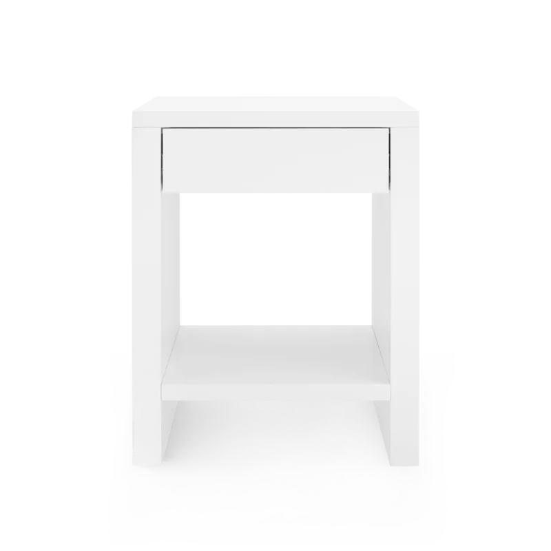 Morgan 1-Drawer Side Table, 19.5"W, Chiffon White