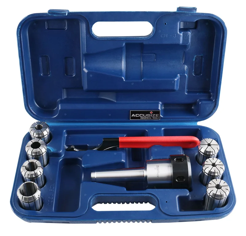 MT3-OZ25 Collet Set 7 Pc/Sets , w/ 1 Morse Taper 3 Collet Chuck, and 1/4", 5/16", 3/8", 1/2", 5/8", 3/4" & 1" OZ25 Collets, 1 Spanner Wrench, 0223-0363