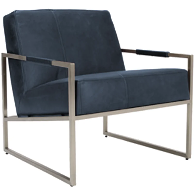 Munro Leather Chair, Azure/Brushed Nickel