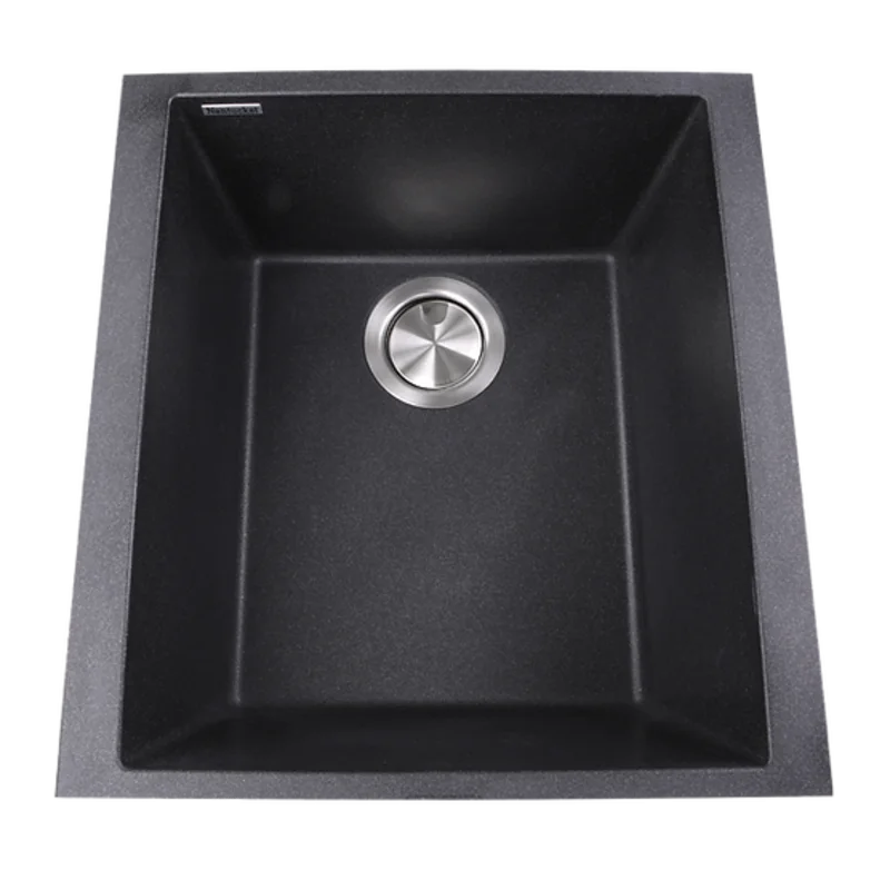 Nantucket Sink Plymouth PR1716-(BL,BR,TI,TR,W) 17" Single Bowl Undermount Granite Composite Bar-Prep Sink Black (PR1716-BL)