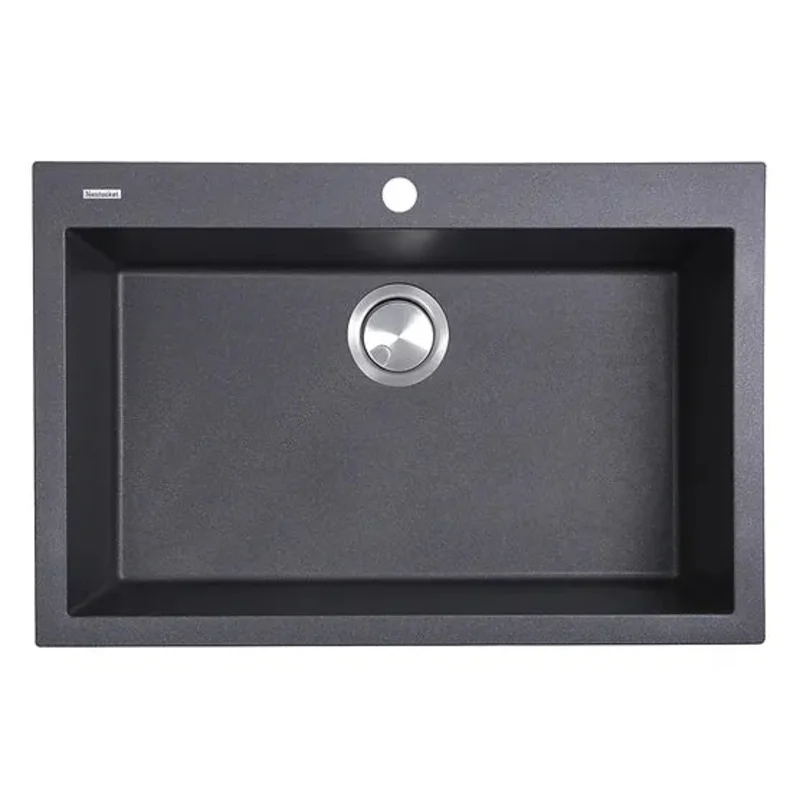 Nantucket Sink Plymouth PR3020-DM-(BL,S,W) , Large Single Bowl Dualmount Granite Composite Black (PR3018-DM-BL)