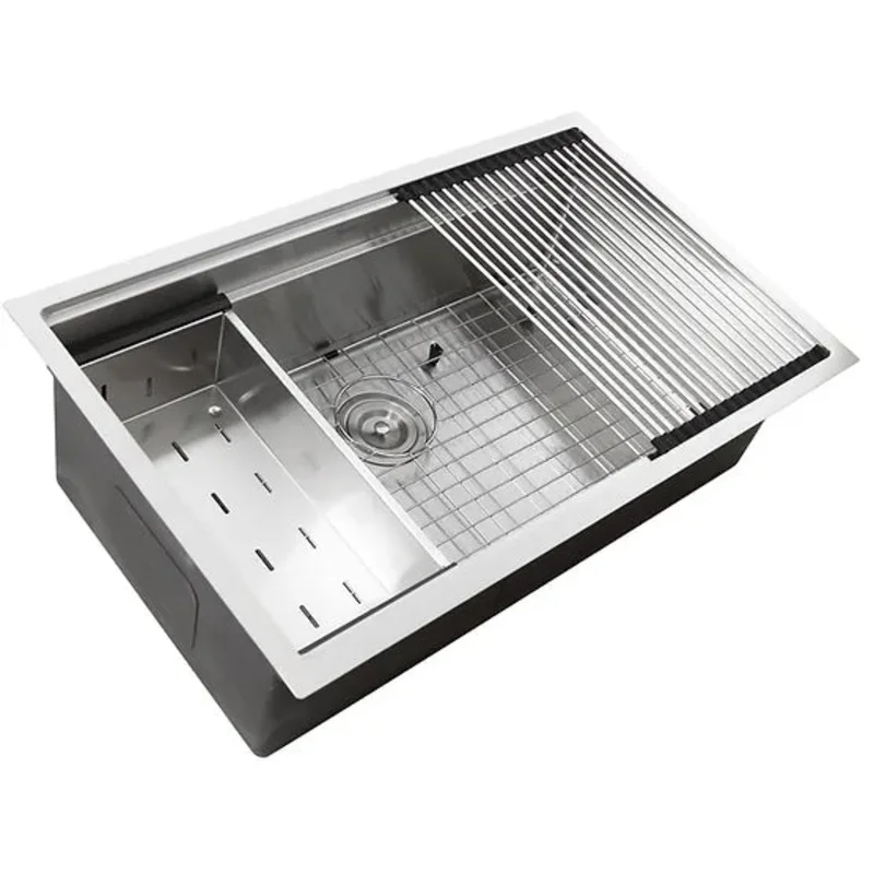 Nantucket Sink Prep Station SR-PS-3220-16 , 32 Inch Professional Prep Station Small Radius Undermount Stainless Kitchen Sink with Accessories