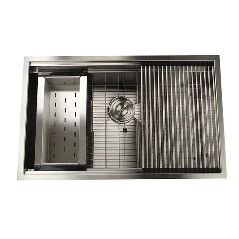 Nantucket Sink Prep Station ZR-PS-3220-16 , 32 Inch Pro Series Large Prep Station Single Bowl Undermount Stainless Steel Kitchen Sink