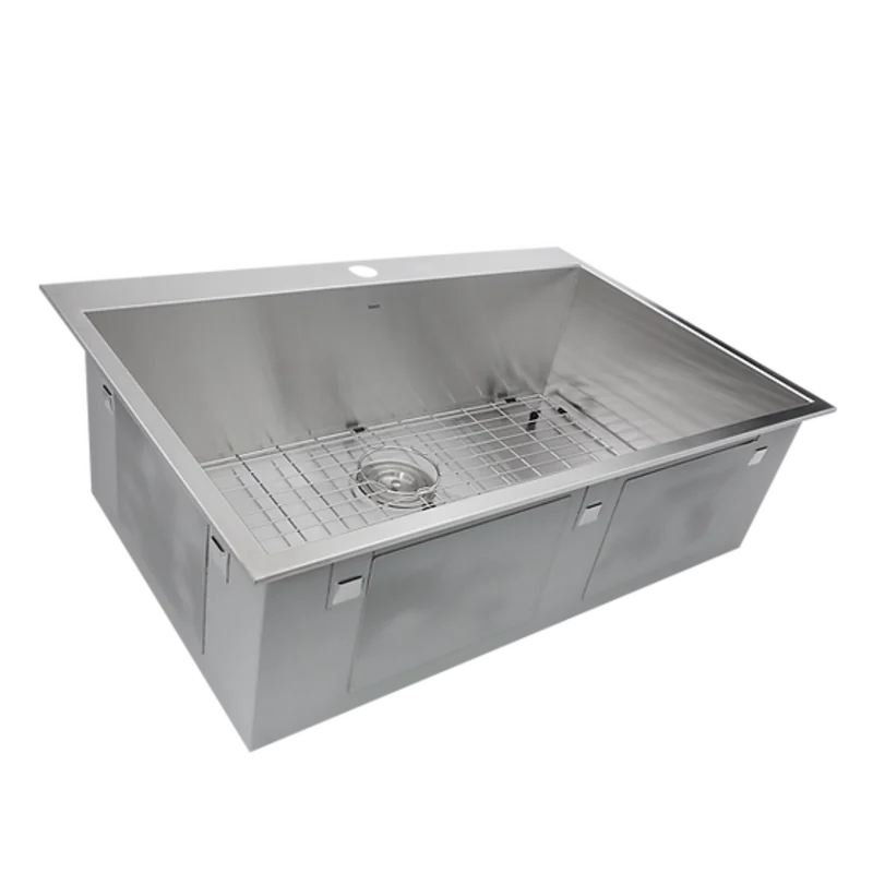 Nantucket Sink Pro Series ZR3322-S-16 , 33 Inch Large Rectangle Single Bowl Self Rimming Zero Radius Stainless Steel Drop In Kitchen Sink