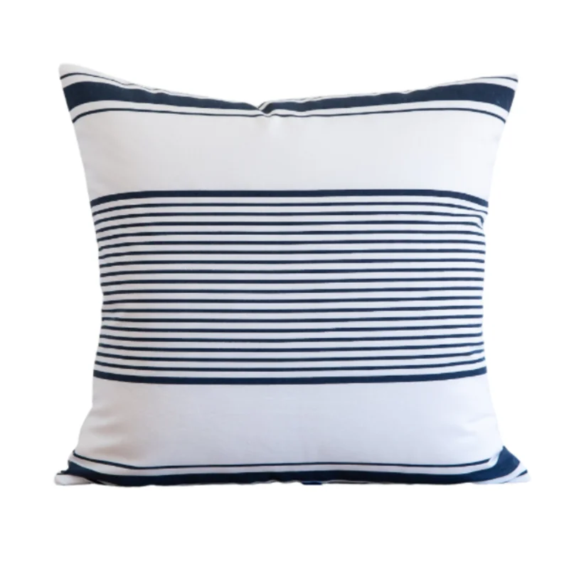 Navy Milo Stripe Indoor/Outdoor Pillow, 22" x 22"