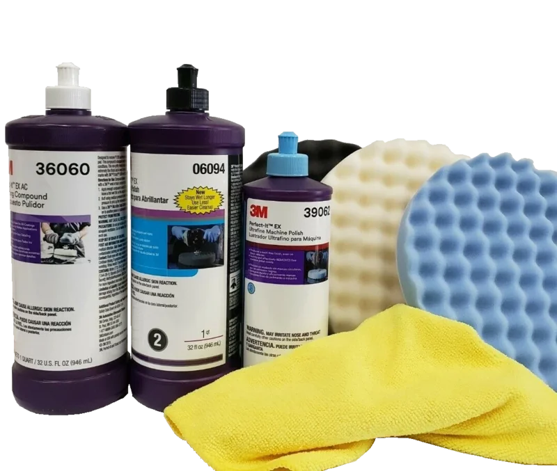 New-3M Perfect-It EX Buffing & Polish Kit 36060, 06094, 39062, 5723,5725, 5751 Large 3M Buffing Kit with Compounds, Pads & Microfiber
