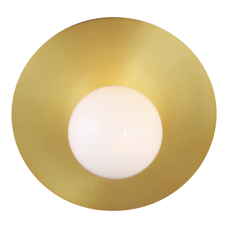Nodes Large Angled Sconce, Burnished Brass, 8"W x 7.6"H