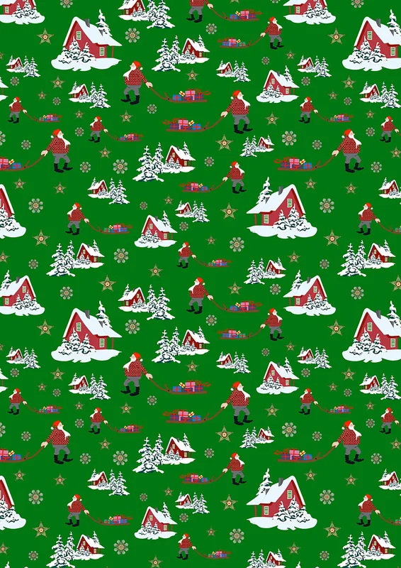 NORWEGIAN CHRISTMAS: Christmas Eve-Green (1/4 Yard)