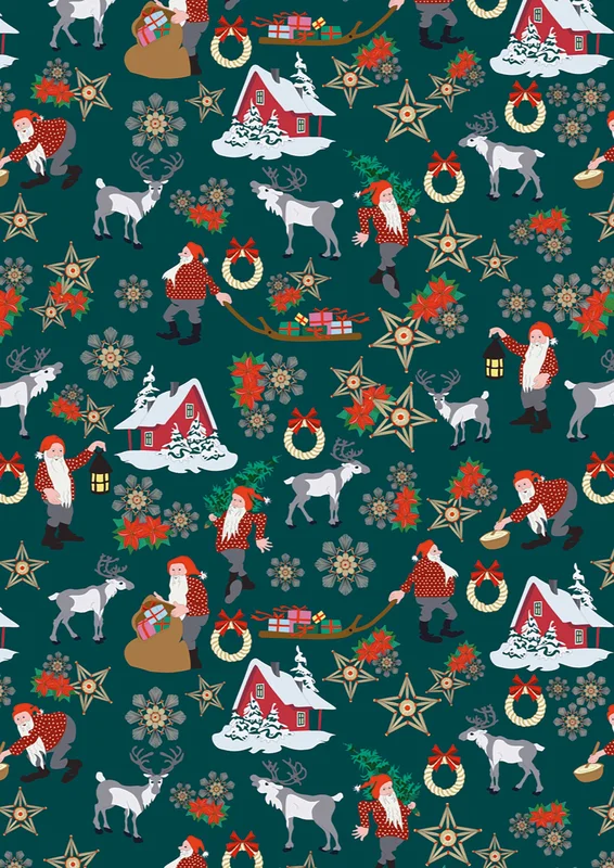 NORWEGIAN CHRISTMAS: Norwegian Christmas-Dark Green (1/4 Yard)