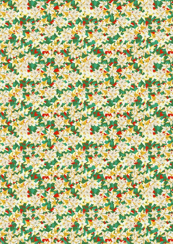 NORWEGIAN CHRISTMAS: Poinsettia-Green (1/4 Yard)