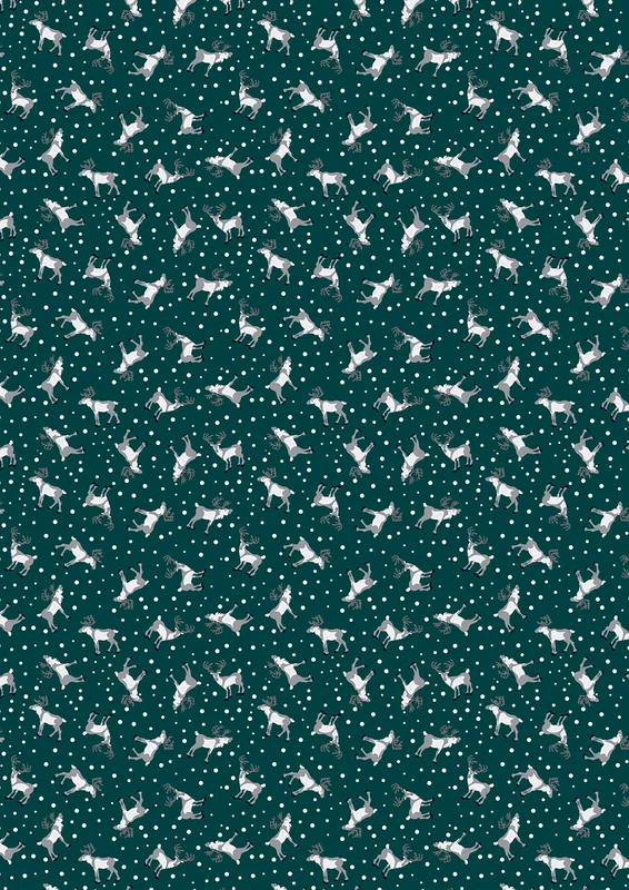 NORWEGIAN CHRISTMAS: Reindeer-Green (1/4 Yard)