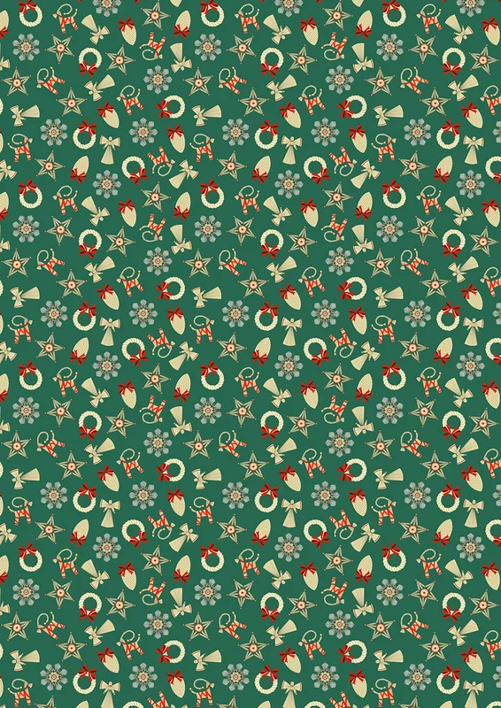 NORWEGIAN CHRISTMAS: Straw Decorations Small-Green (1/4 Yard)